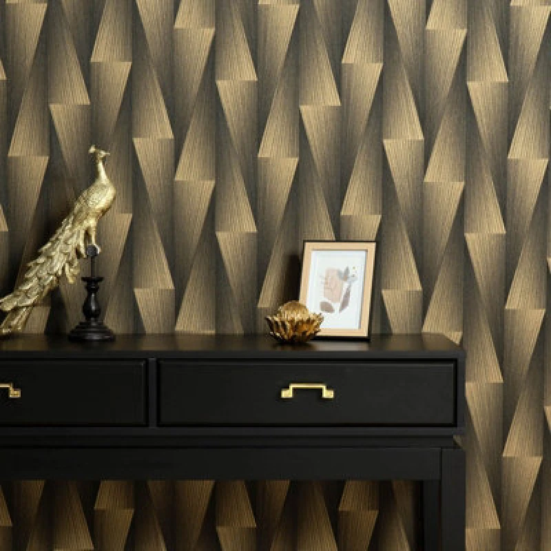 Image of Erismann Nonwoven Wallpaper Gold, Black - 10,05 X 0,53 M