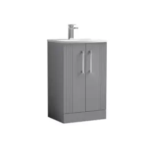 image of Nuie Deco 500mm Floor Standing 2 Door Vanity & Basin 4 - Satin Grey