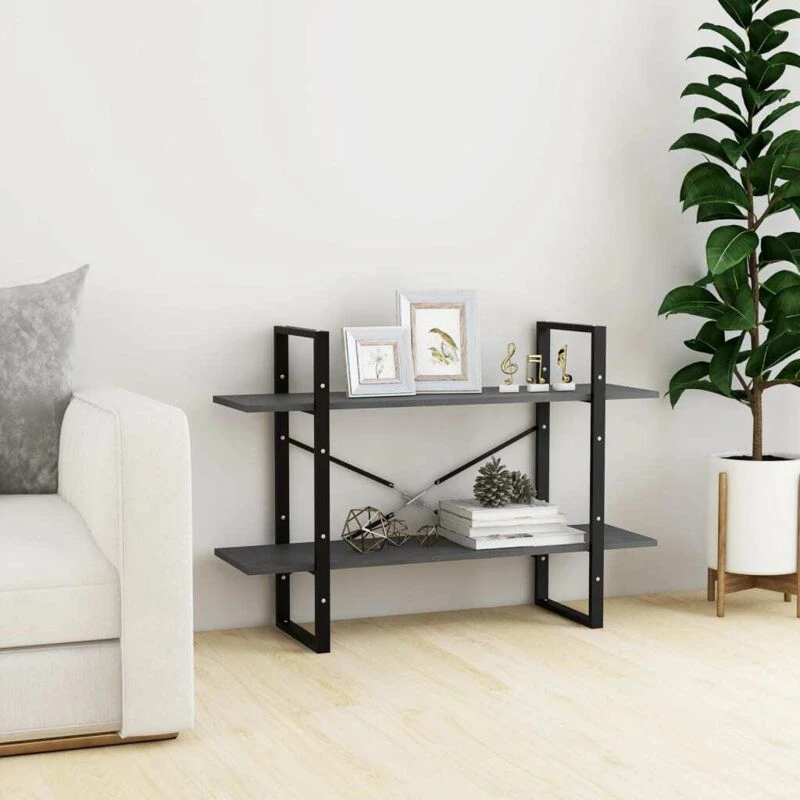 Image of VIDAXL 2-Tier Book Cabinet Grey 100x30x70cm Solid Pine Wood Vidaxl 8720286567647