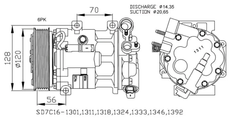 Image of NRF 32682 AC Compressor EASY FIT PAG 46, with PAG compressor oil, with gaskets/seals Compressor,air conditioning (447)