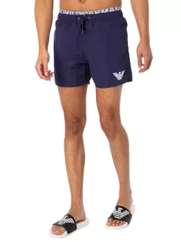 Image of Woven Double Waist Band Swim Shorts