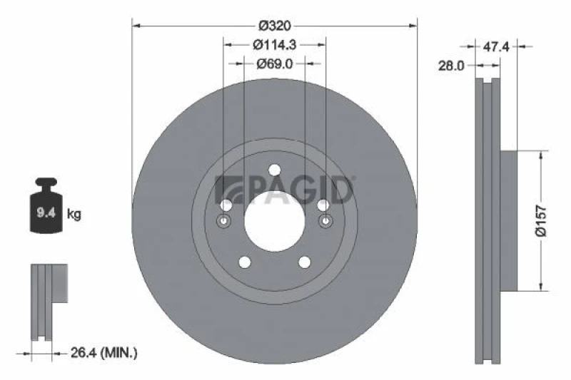 Image of Brake disc PAGID 55378NC
