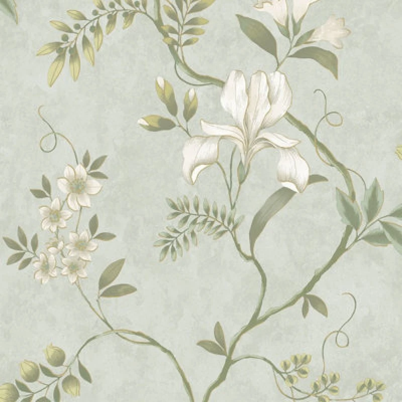 Image of Dancing Iris Wallpaper Duck Egg Rasch 100128