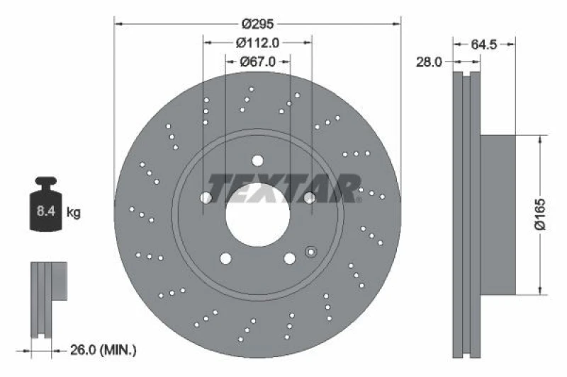 Image of Brake disc TEXTAR 92165005