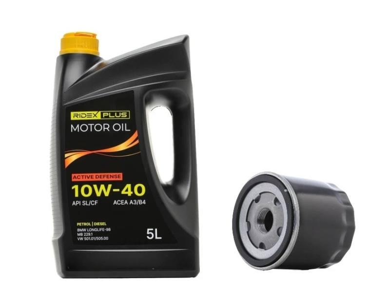 Image of RIDEX PLUS 100908O0012P Oil change kit (oil filter + engine oil) Oil change kit (oil filter + engine oil) (100908)