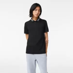 Image of Mens Lacoste Branded Slim Fit Stretch Pique Polo Size 4 - M Black