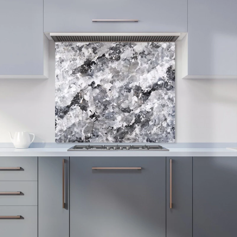 Image of Warren Reed - Designer Silver & Black Quartz Effect Kitchen Splashback in Grey Size: 600mm x 750mm Grey Unisex 600mm x 750mm