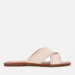 image of Dune Womens Lindsy Leather Flat Sandals - Blush/Leather - UK 3