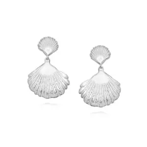 Image of Daisy London Jewellery 925 Sterling Silver Isla Double Shell Earrings Sterling Silver