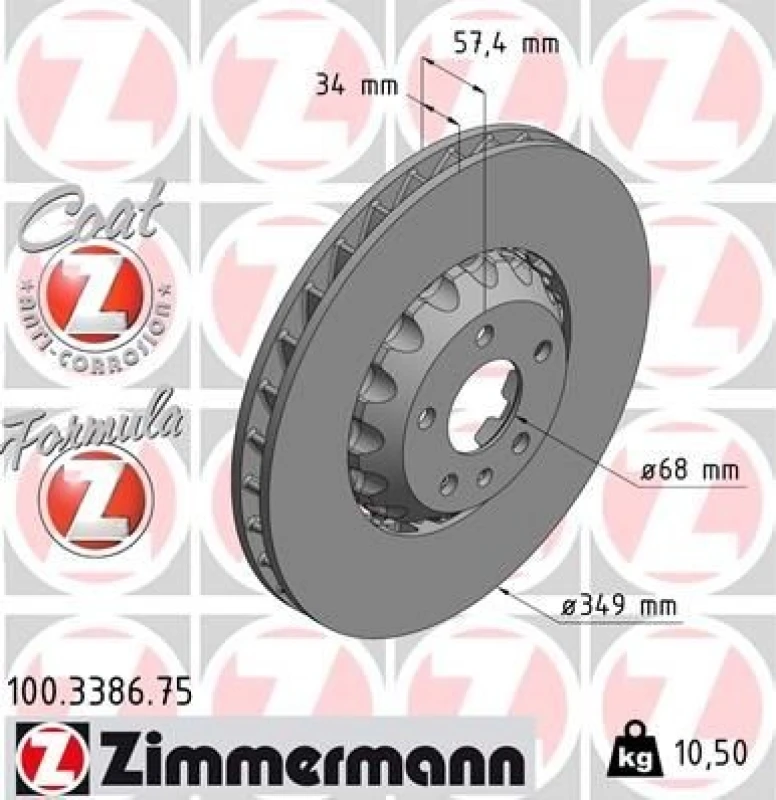 Image of ZIMMERMANN Brake disc ZIMMERMANN 100.3386.75