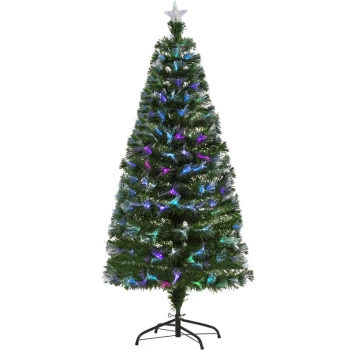 image of 5FT Multicoloured Artificial Christmas Tree w/ Pre-Lit Modes Metal Stand - Homcom