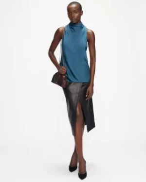 Image of Ted Baker Draped High Neck Bias Cut Top