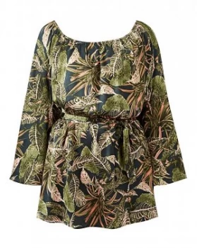 Image of AX Paris Curve Tropical Bardot Blouse
