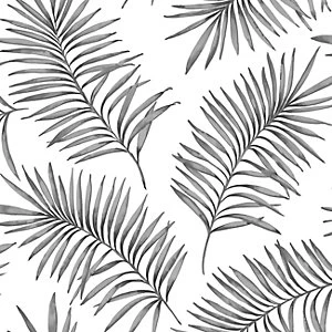 image of Superfresco Easy Scandi Leaf Black & White Wallpaper 10m