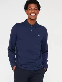 Image of GANT Regular Fit Shield Ls Pique Rugger, Blue, Size 3XL, Men