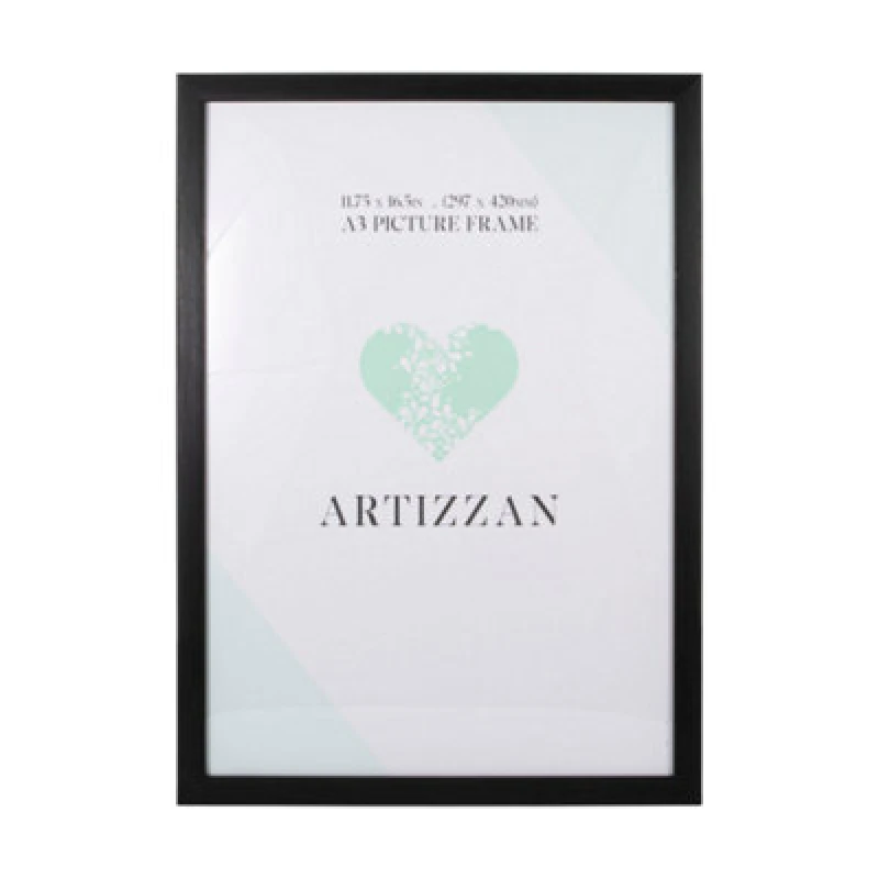 Image of Happy Homewares Modern And Stylish Black Veneer Wood Effect A3 Plastic Frame For Wall Hanging