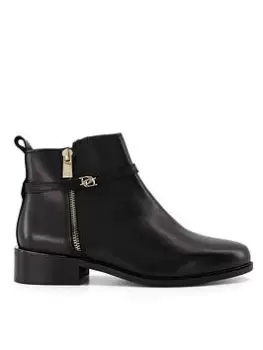 Image of Dune London Wide Fit Pap Leather Buckle Trim Ankle Boot, Black, Size 4, Women