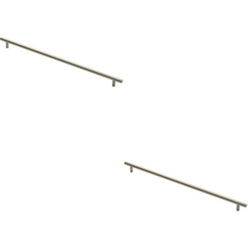 Image of Loops 2x Round T Bar Cabinet Pull Handle 508 x 12mm 448mm Fixing Centres Satin Nickel Metallics unisex