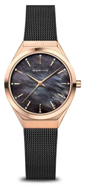 image of Bering 18729-166 Ultra Slim Black Mother Of Pearl Dial Watch