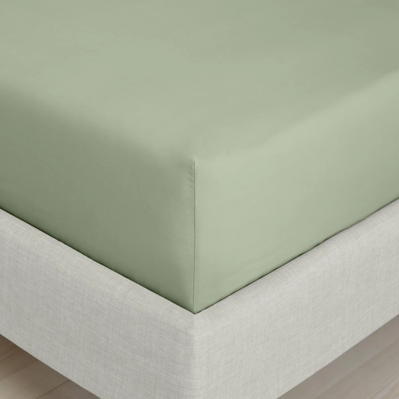 Image of Bianca 200TC Cotton Percale Extra Deep Fitted Sheet Sage Green unisex Double