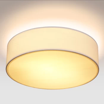 Image of Ceiling Lamp Fabric 38cm Round 2 Flame E27 Fabric Ceiling Lamp Bedroom Living Room Grey Black Taupe White White - Monzana