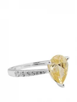 image of Simply Silver Sterling Silver 925 Canary Yellow Pear Cut Ring