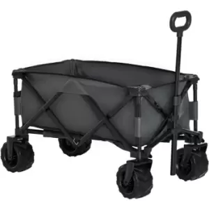 image of Outsunny Outdoor Cart Folding Cargo Wagon Trailer Beach w/ Handle Dark Grey - Green