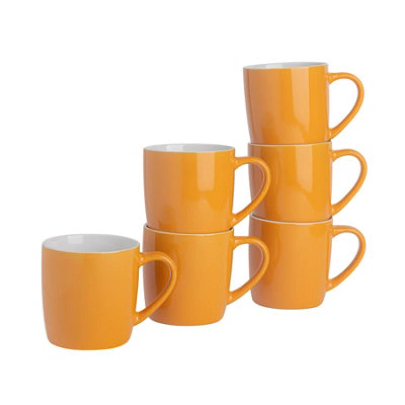 Image of Argon Tableware 2X Coloured Coffee Mugs - 350Ml - Yellow - Durable Stoneware Cappuccino Tea Cup Dishwasher & Microwave Safe