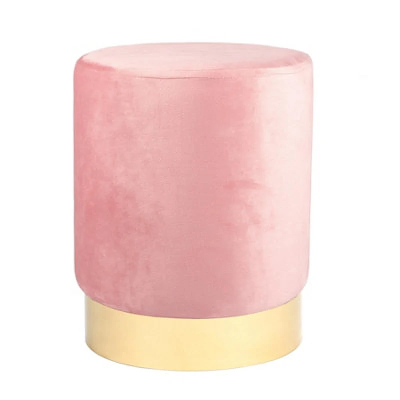 Image of Harbour Housewares Velvet Pouffe - Round Luxe Living Room Bedroom Dressing Table Accent Footstool - 29 X 36Cm - Pink