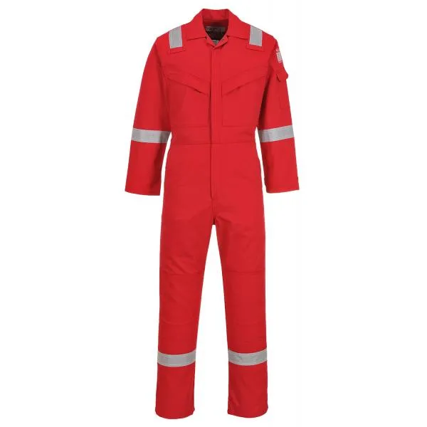 image of Biz Flame Mens Aberdeen Flame Resistant Antistatic Coverall FR50RETXL Colour: Red