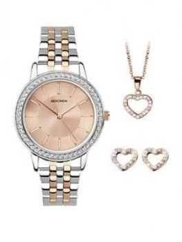 image of Sekonda Sekonda Watch Pendant Necklace And Earrings Gift Set