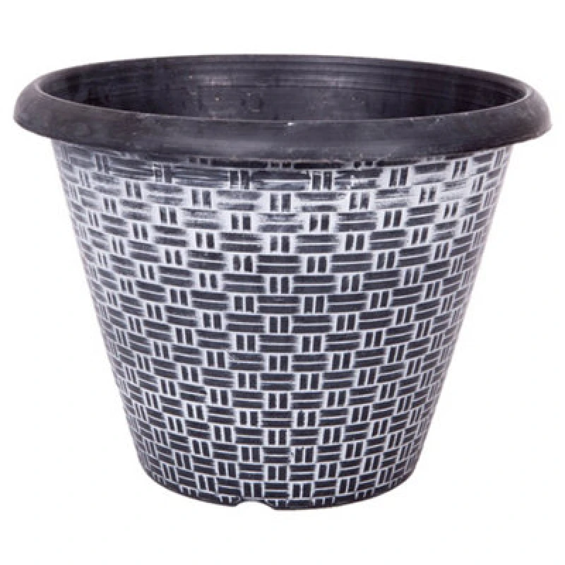 Image of You Garden Pair Of 13' White-Washed Wicker Effect Planters
