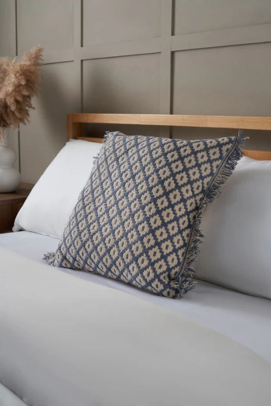 Image of Bhs Loft Diamond Cushion Blue