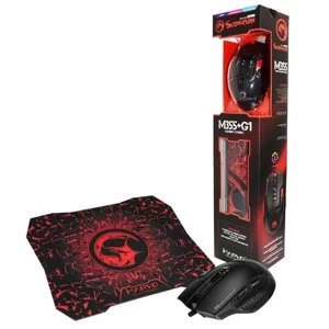 image of Marvo Scorpion M355 USB 7 Colour LED Black Gaming Mouse with G1 Small Gaming Mouse Pad Gaming Combo