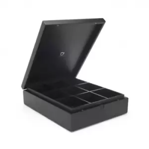 Image of Tea Box in Bamboo with 9 Inner Compartments No Window in Lid in Black