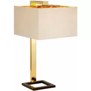 image of Loops - Table Lamp Beige Shade Dark Brown Polished Gold LED E27 60W Bulb