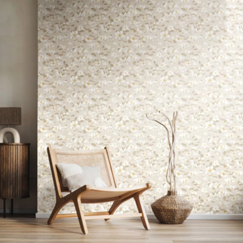 Image of Hoopla Walls Lino Leaves - Coconut Mix 10M Wallpaper