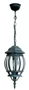 Image of SANTIAGO Outdoor Pendant Ceiling Light Black, Green, IP44 15.5cm