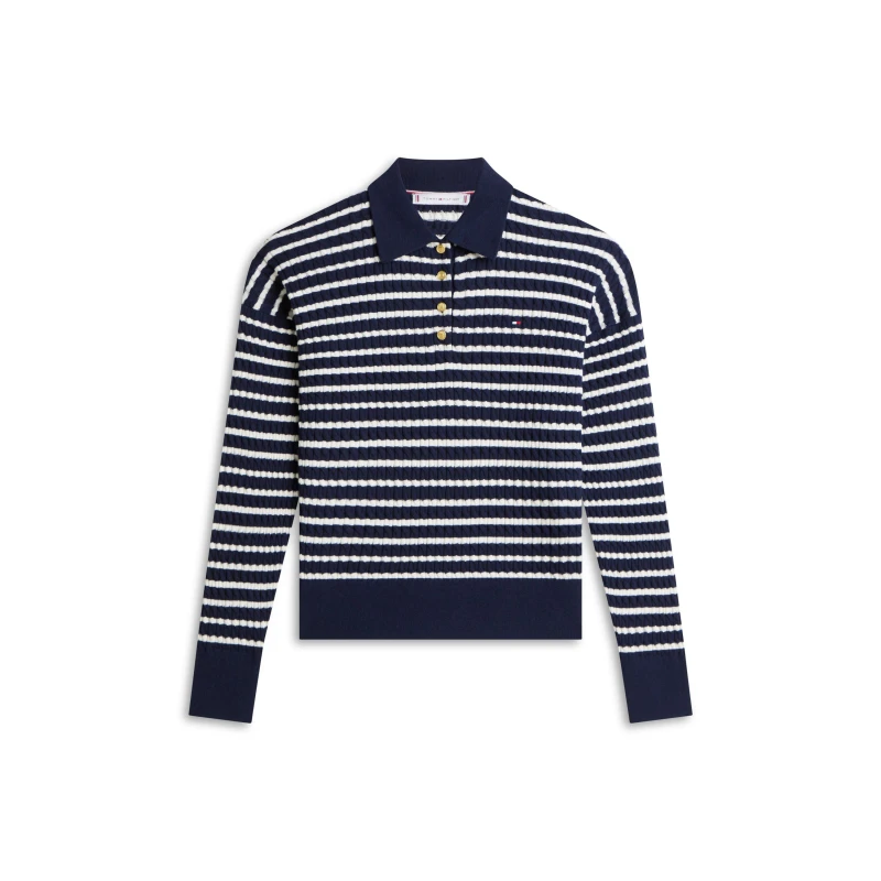 Image of Tommy Hilfiger Tommy Cable Fine Rlx Ld62 Dark Night/Ivor female 8 (XS)