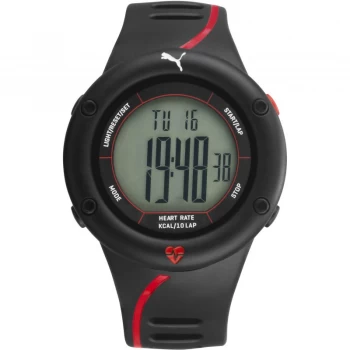 Image of Mens Puma PU91136 CARDIAC 01 - Black red Alarm Chronograph Watch
