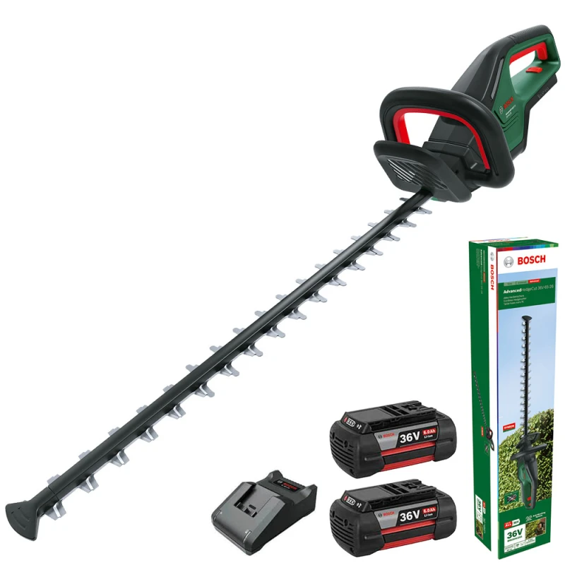 Image of Bosch ADVANCEDHEDGECUT 36V-65 36v Cordless Brushless Hedge Trimmer 650mm 2 x 6ah Li-ion Battery Charger ADVANCEDHEDGECUT 36V-65