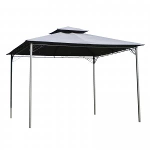 image of Outsunny 2-Tier Roof Gazebo, 300Lx300Wx264H cm, Steel Frame-Black/Grey