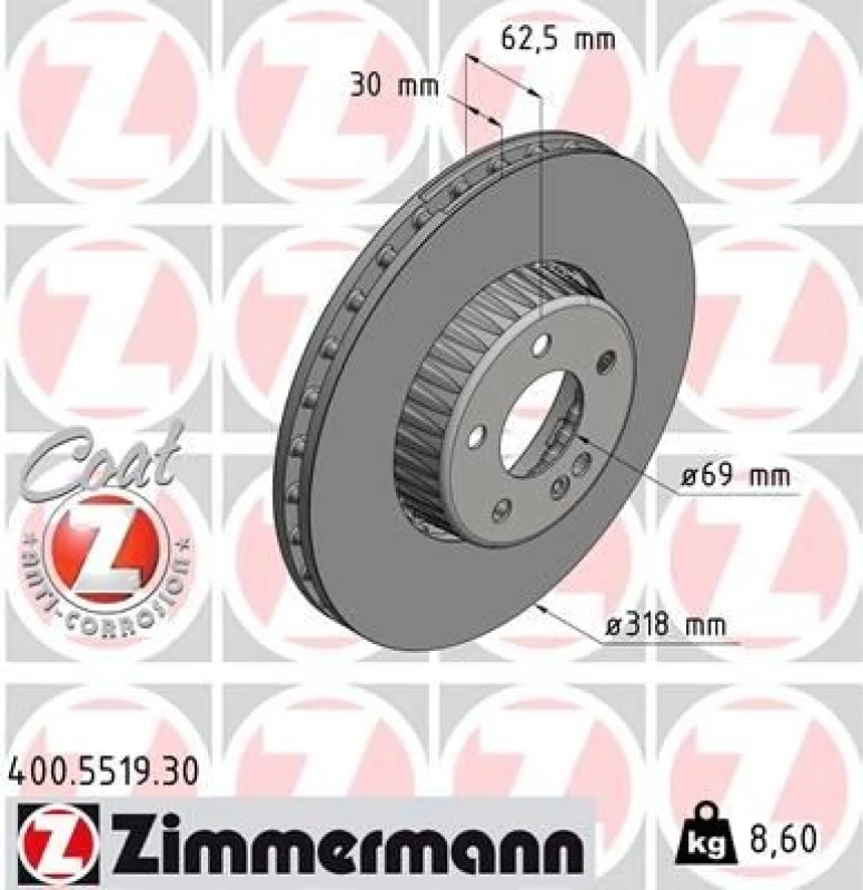 Image of ZIMMERMANN Brake disc ZIMMERMANN 400.5519.30