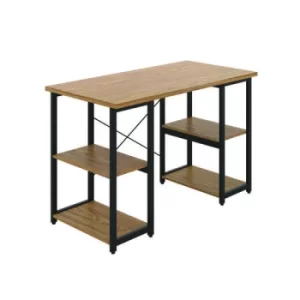 image of Soho Desk with Straight Shelves Oak/Black Leg KF90786