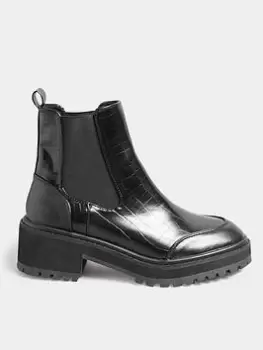Image of Long Tall Sally Chunky Chelsea Croc Boots - Black, Size 9, Women