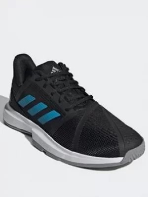 Image of adidas Courtjam Bounce Shoes, Black/Turquoise/White, Size 6.5, Men