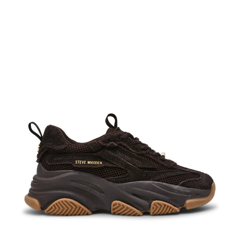 Image of Steve Madden Womens Possession Chunky Trainers Cho Brn Sd female 4 (37)