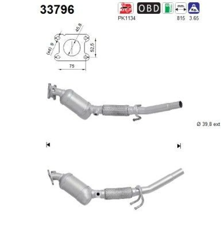 Image of AS Catalytic converter AS 33796
