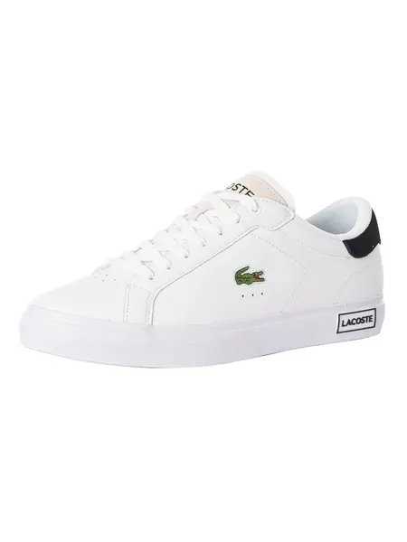 Image of Lacoste Powercourt 124 2 SMA Leather Trainers White/Black 10 UK