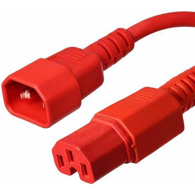 Image of FDL 1M IEC MAINS EXT. CABLE - C14 PLUG TO C15 (HOT) SKT - RED